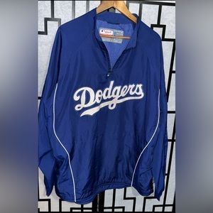 LA Dodgers Majestic Authentic Men 1/4 Zip Pullover Windbreaker Jacket